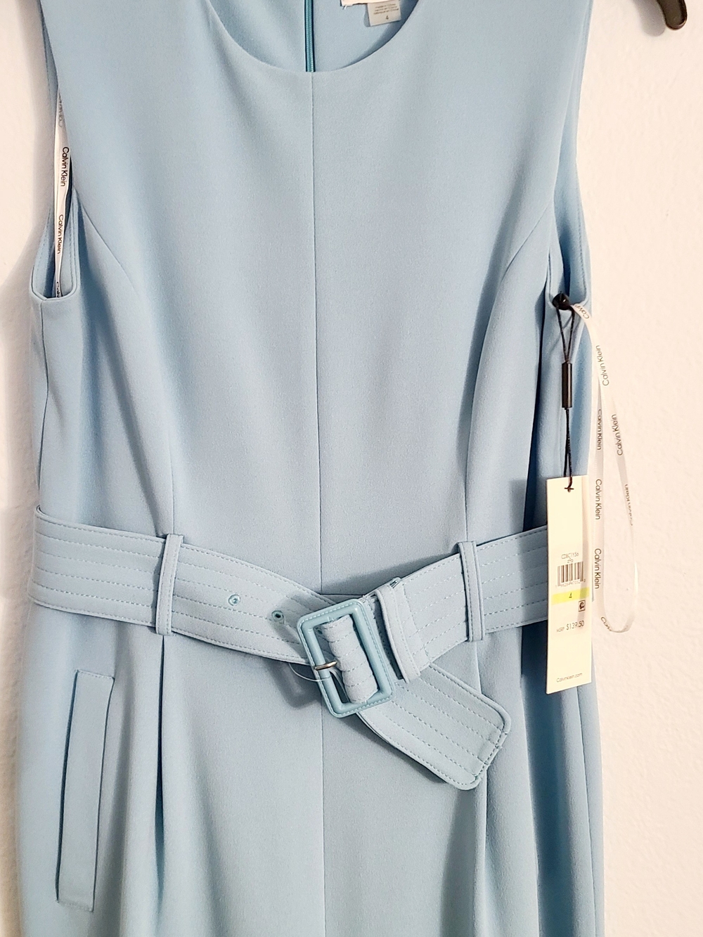 Calvin Klein Light Blue Belted Jumpsuit - Picture 3 of 3